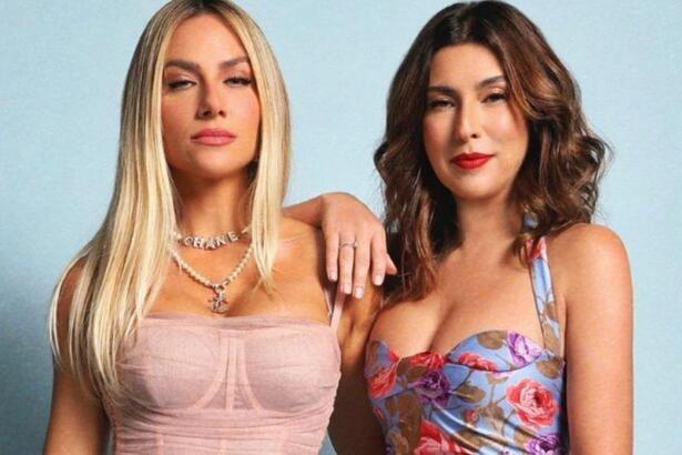 Fernanda Paes Leme e Giovanna Ewbank com semblante sério para ensaio fotográfico pro Youtube