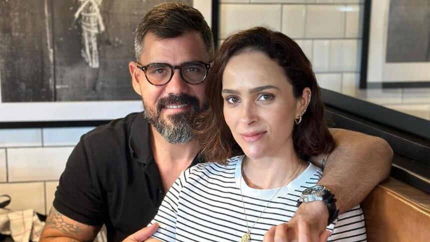 Juliano Cazarré e Leticia Cazarré posando juntos