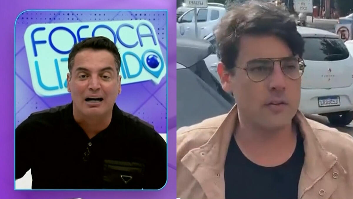 Leo Dias deivide tela com Bruno de Luca chegando a delegacia para prestar depoimento sobre o acidente de Kayky Brito