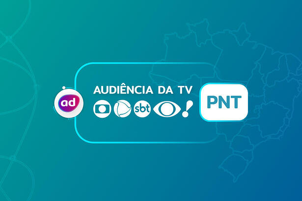 Arte gráfica dos consolidados de audiência da TV Globo, Record TV, SBT e Band no PNT