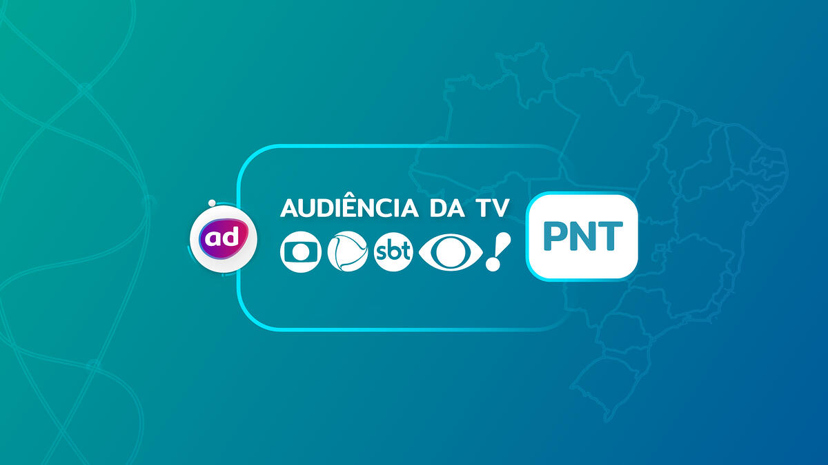Arte gráfica dos consolidados de audiência da TV Globo, Record TV, SBT e Band no PNT