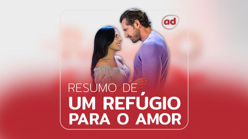 Luciana (Zuria Vega) e Rodrigo (Gabriel Soto) na arte de divulgação do resumo da semana da novela Refúgio Para um Amor