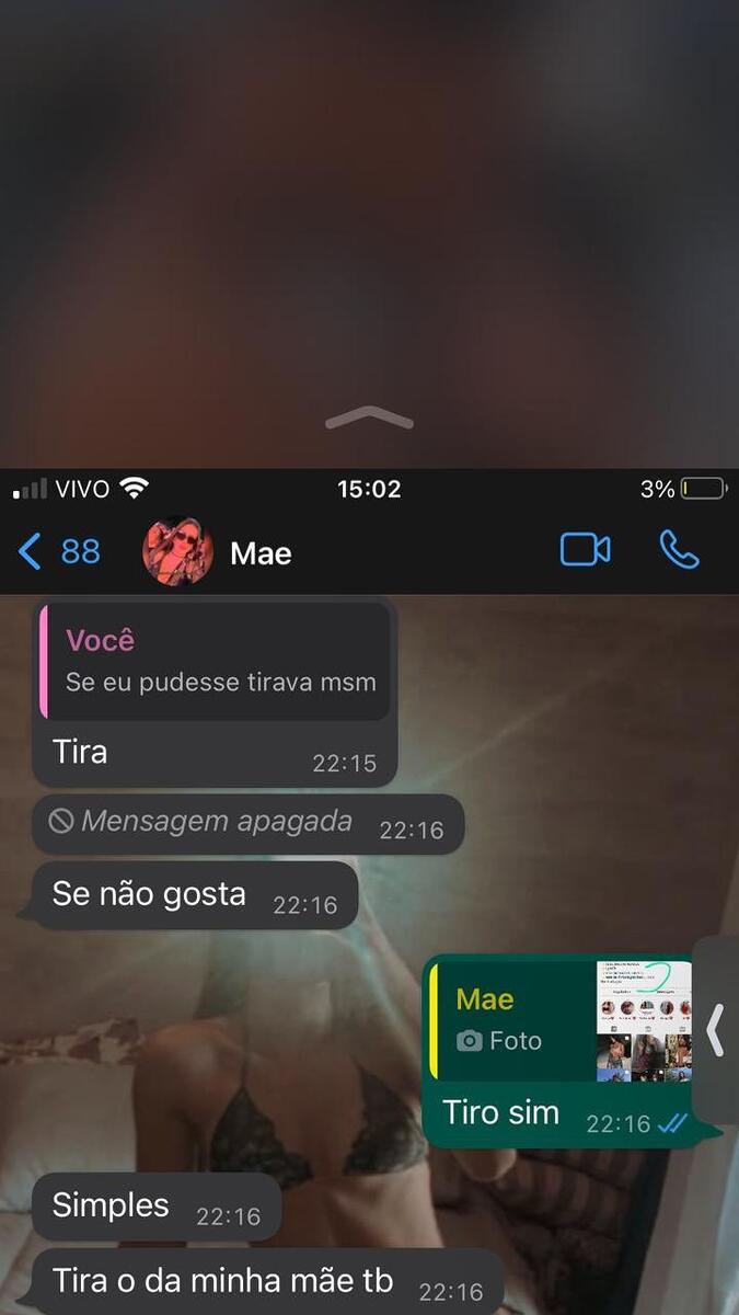 Print de conversas de Bia Miranda com a mãe Jenny Miranda no WhatsApp