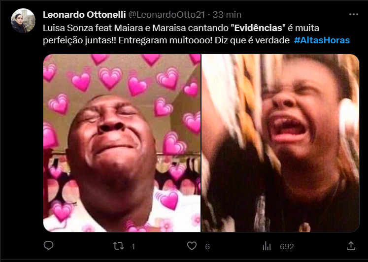 Meme de dois meninos chorando com corações