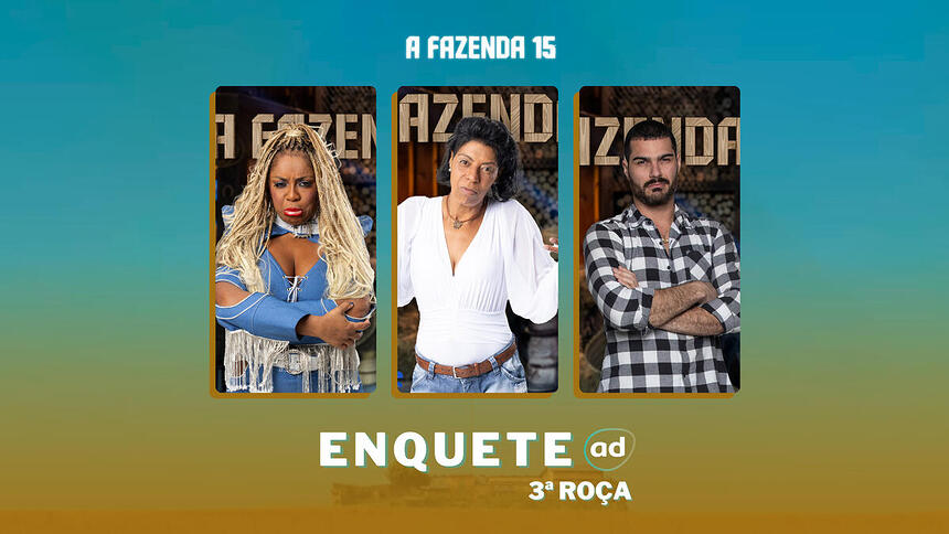 Cariúcha, Marcia Fu e Shay tristes na arte da enquete da 3ª Roça de A Fazenda 15