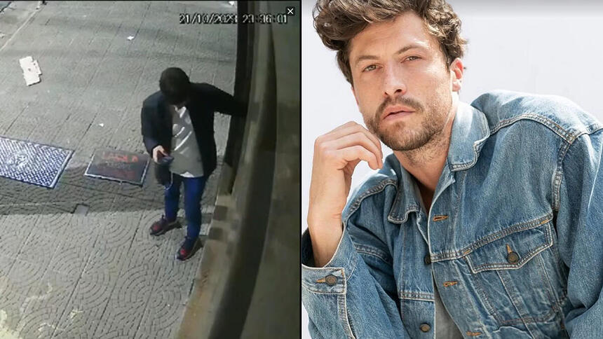 Montagem com duas imagens: na primeira Ricardo Merini aparece fechando o portão e saindo no dia do desaparecimento. Na segunda imagem ele veste um jeans em foto profissional