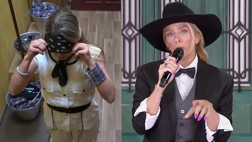 Rachel e Galisteu em trechos do episódio de A fazenda sobre a expulsão