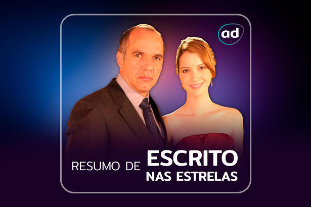 Humberto Martins e Nathalia Dill na arte de divulgação do resumo Escrito Nas Estrelas