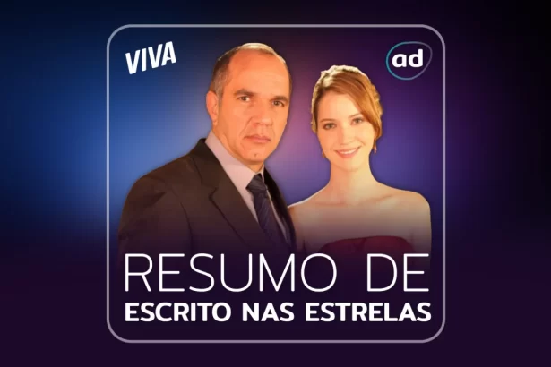 Humberto Martins e Nathalia Dill na arte de divulgação do resumo Escrito Nas Estrelas