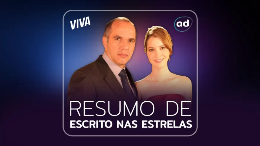 Humberto Martins e Nathalia Dill na arte de divulgação do resumo Escrito Nas Estrelas