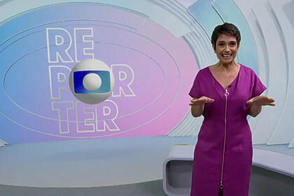 Sandra Annenberg no estúdio do Globo Repórter