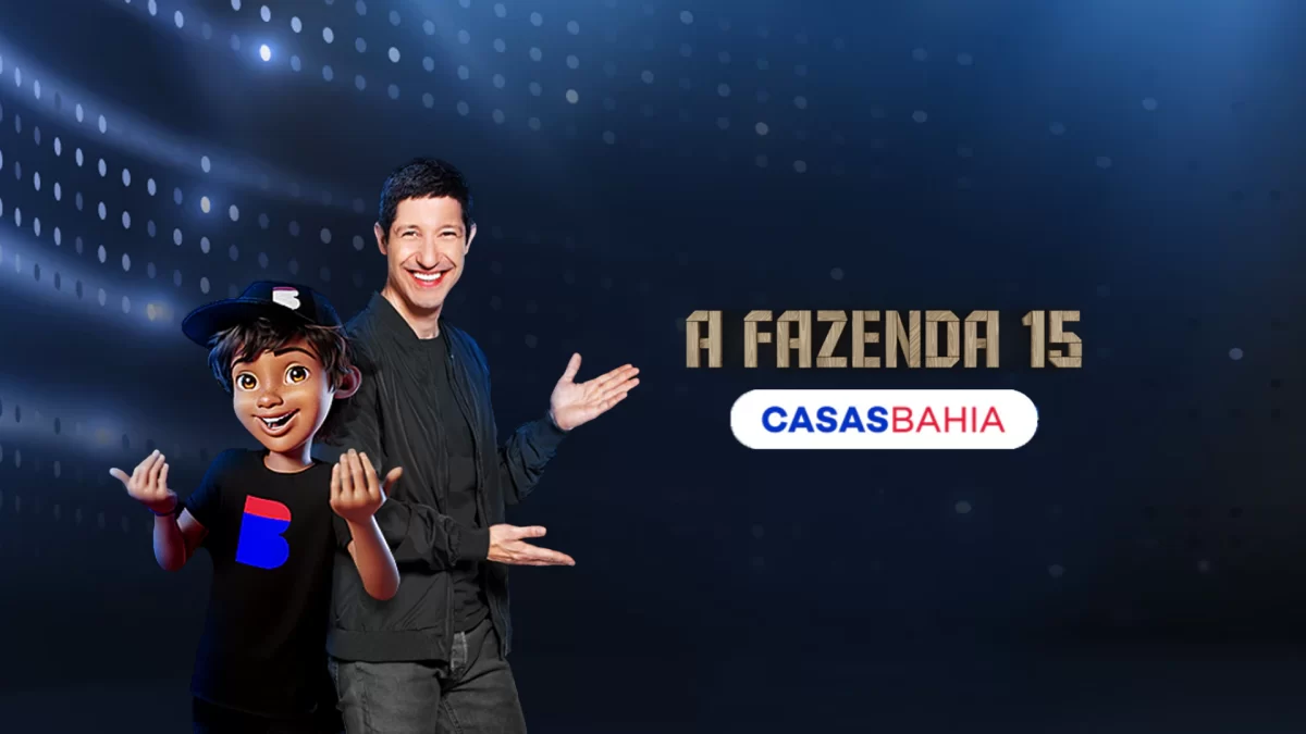 Logo da Casas Bahia junto com A Fazenda 15