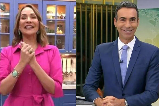 Maria Beltrão e Cesar Tralli em uma montagem no É de Casa