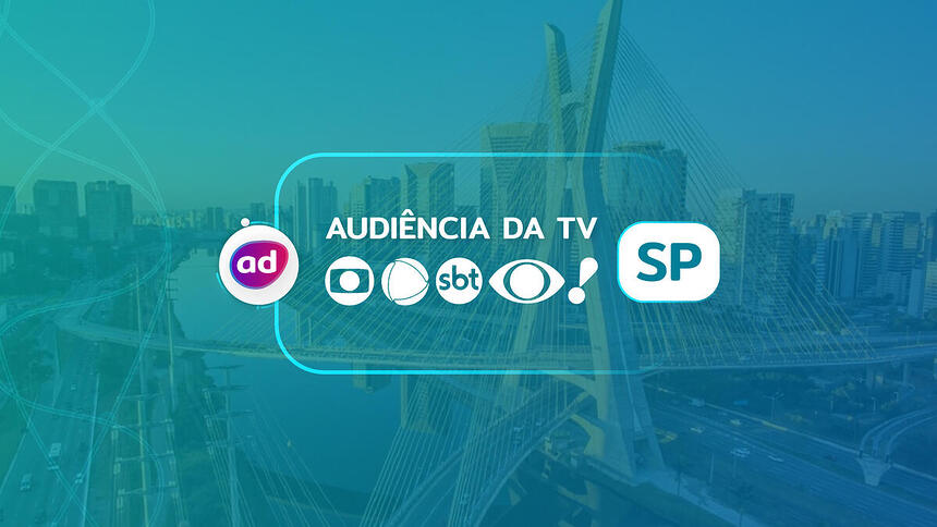 Arte gráfica dos consolidados de audiência da TV Globo, Record, SBT, Band e RedeTV em São Paulo