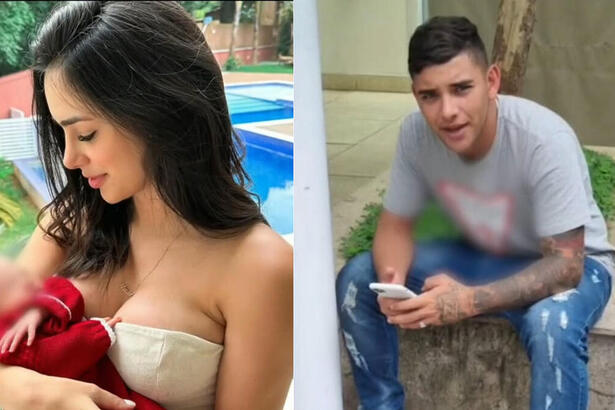 Bruna Biancardi e Eduardo, o vizinho assaltante, em uma montagem