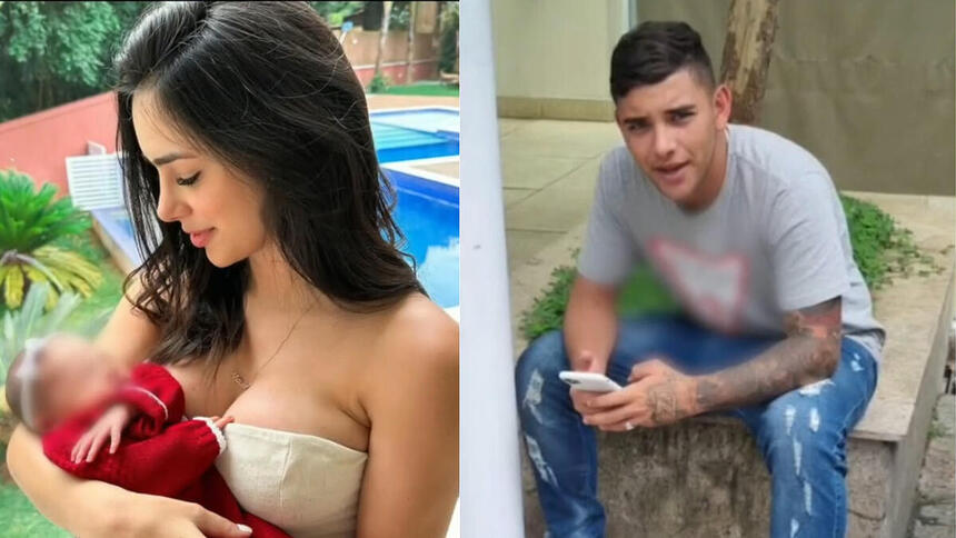 Bruna Biancardi e Eduardo, o vizinho assaltante, em uma montagem