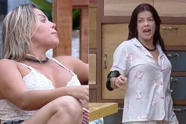 Kally e Jaquelline durante discussão em A Fazenda