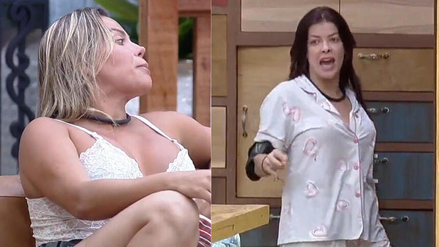 Kally e Jaquelline durante discussão em A Fazenda