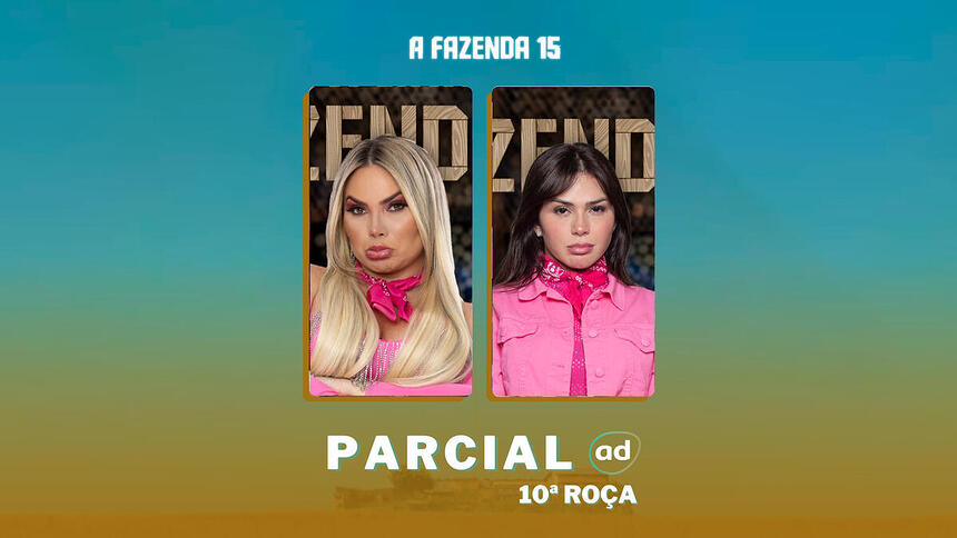 Nadja e Kally na arte da enquete de parcial da 10ª roça em A Fazenda 15