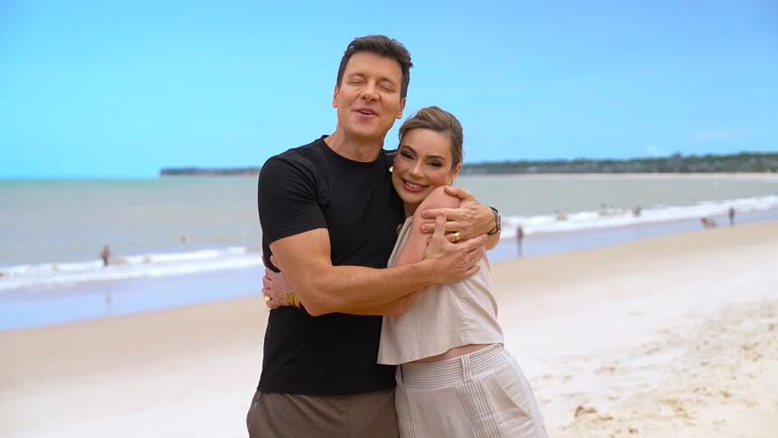 Rachel Sheherazade e Rodrigo Faro em trecho de gravação do Hora do faro