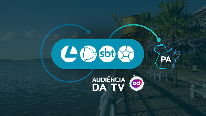 Arte gráfica dos consolidados de audiência da TV em Belém. O material contém os logos da TV Liberal/Globo, Record TV Belém, SBT Pará e RBATV/Band.