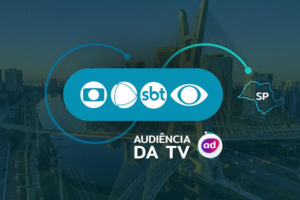 Arte gráfica dos consolidados de audiência da TV Globo, Record, SBT e Band em São Paulo