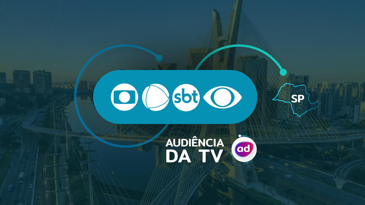 Arte gráfica dos consolidados de audiência da TV Globo, Record, SBT e Band em São Paulo