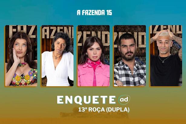 Jaquelline, Marcia Fu, Nadja Pessoa, Shay e WL Guimarães na arte da enquete da 13ª Roça A Fazenda 15