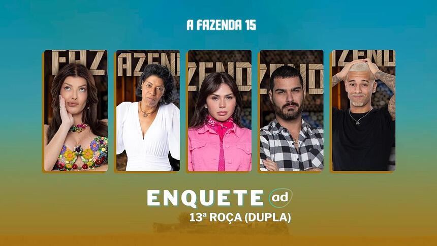 Jaquelline, Marcia Fu, Nadja Pessoa, Shay e WL Guimarães na arte da enquete da 13ª Roça A Fazenda 15