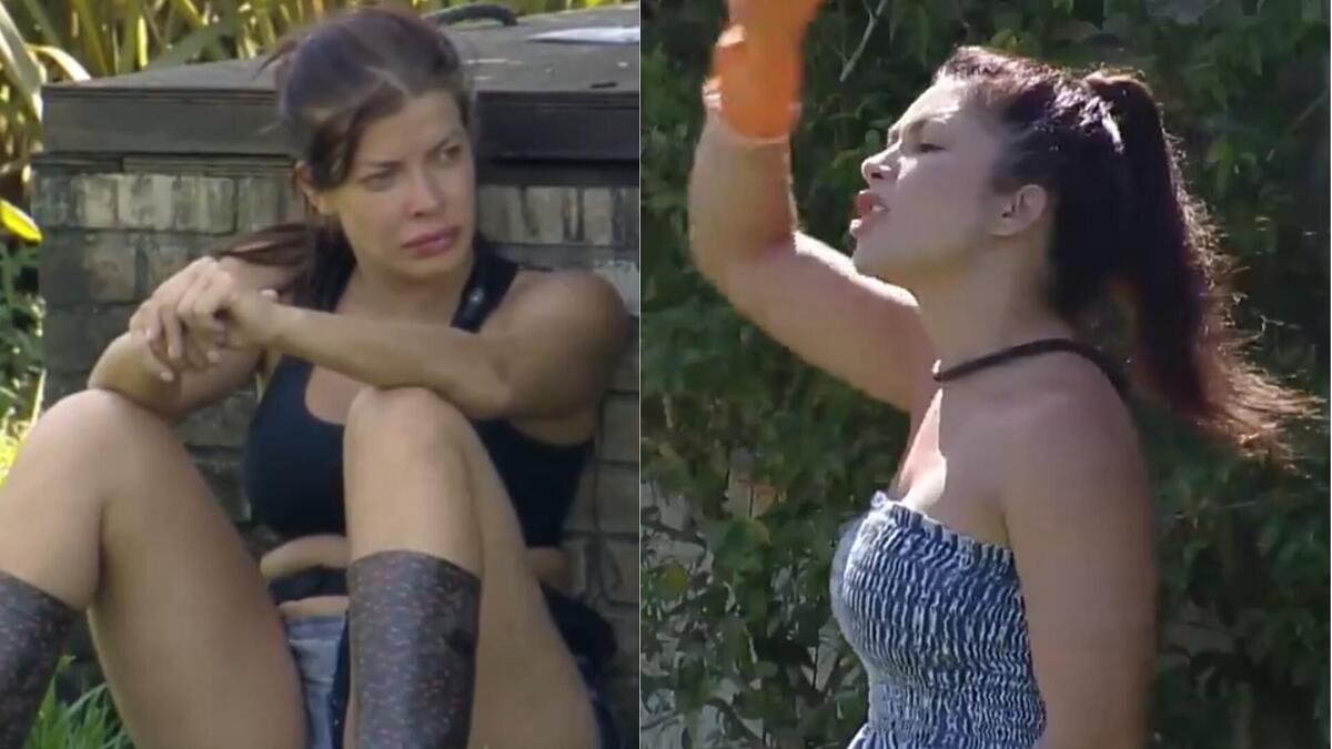 Jaquelline e Nadja durante discussão em A Fazenda