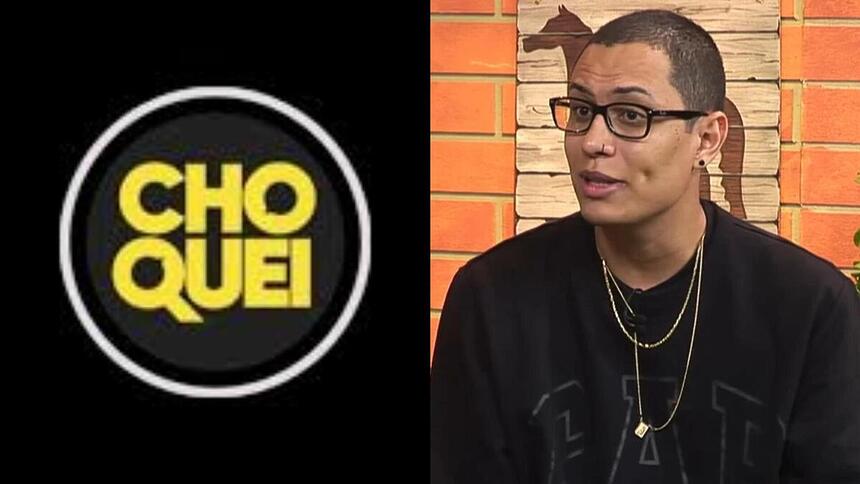 Montagem do logo da Choquei e o dono do perfil Raphael de Souza