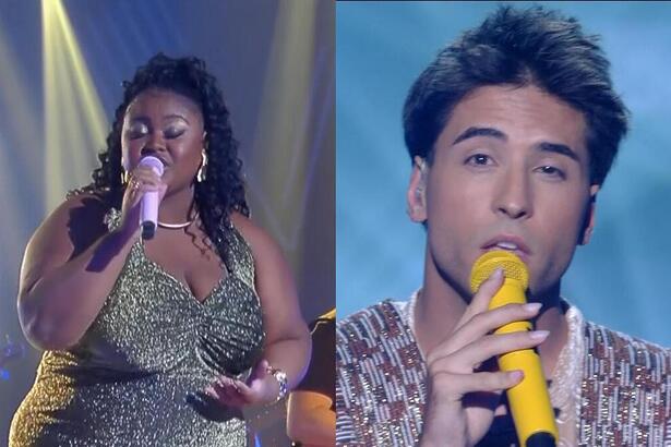 Thais Ribeiro e Matu Miranda cantando na final do The Voice Brasil 12