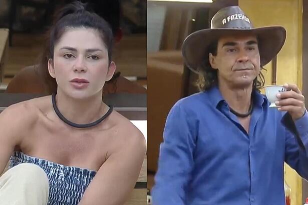 Nadja e André durante uma discussão em A Fazenda