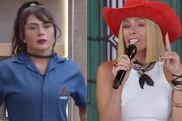 Nadja e Galisteu em uma montagem na A Fazenda