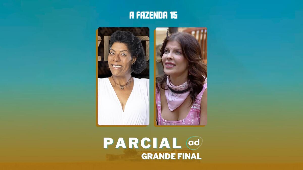 Marcia Fu e Jaquelline na arte da parcial da final em A Fazenda 15