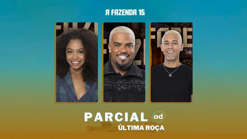 Lily, Tonzão e WL na arte da enquete de parcial da última roça em A Fazenda 15