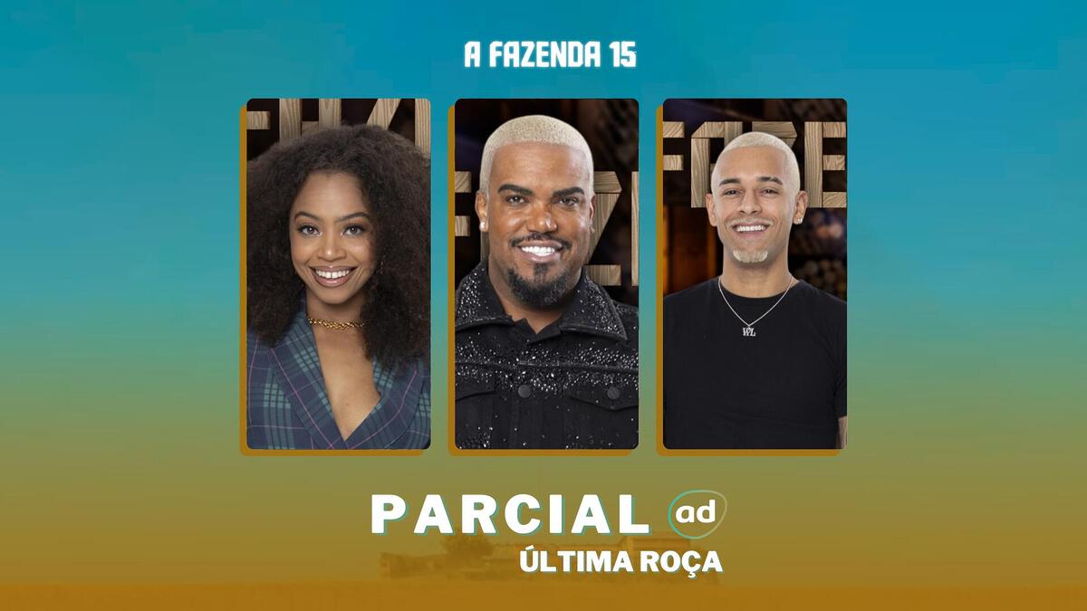 Lily, Tonzão e WL na arte da enquete de parcial da última roça em A Fazenda 15