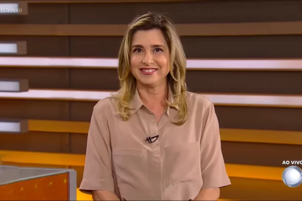 Mylena Ciribelli no cenário do Fala Brasil