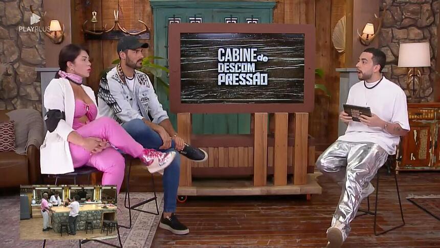 Nadja e Shay de frente a Lucas Selfie na Cabine de Descompressão de A Fazenda 15