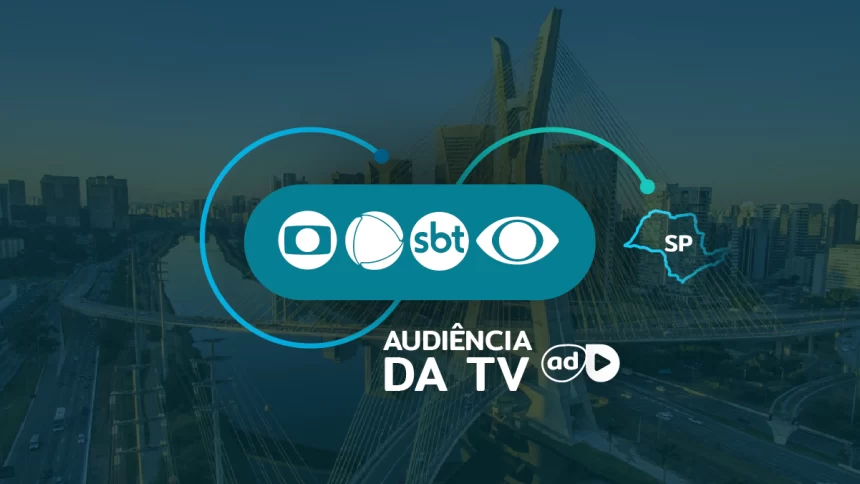 Arte gráfica dos consolidados de audiência da TV Globo, Record, SBT e Band em São Paulo