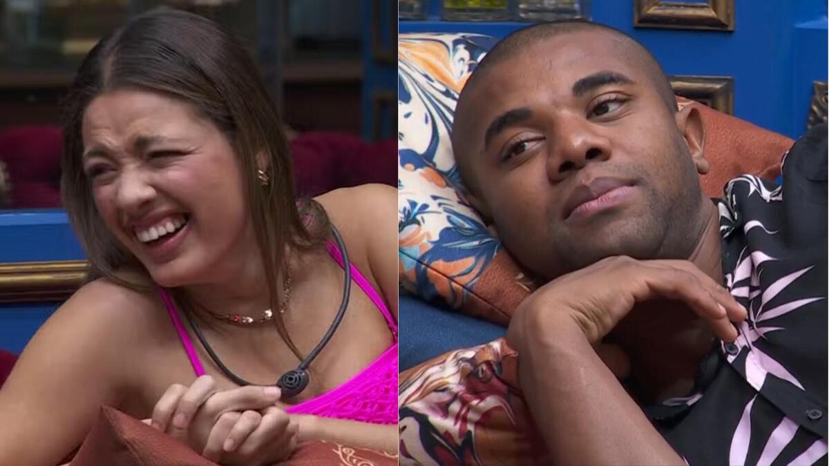 Beatriz e Davi em uma montagem no BBB 24