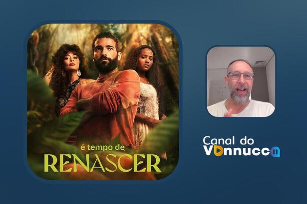 Logo da novela Renascer na arte da Coluna do Vannucci ao vivo