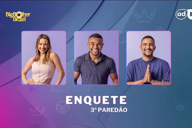 Beatriz, Davi e Lucas Pizane na arte da enquete do 3º paredão do BBB 24