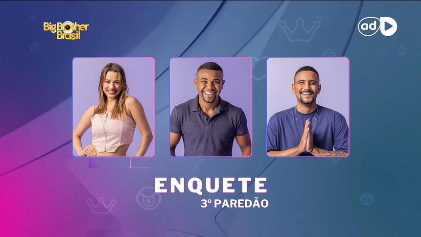 Beatriz, Davi e Lucas Pizane na arte da enquete do 3º paredão do BBB 24