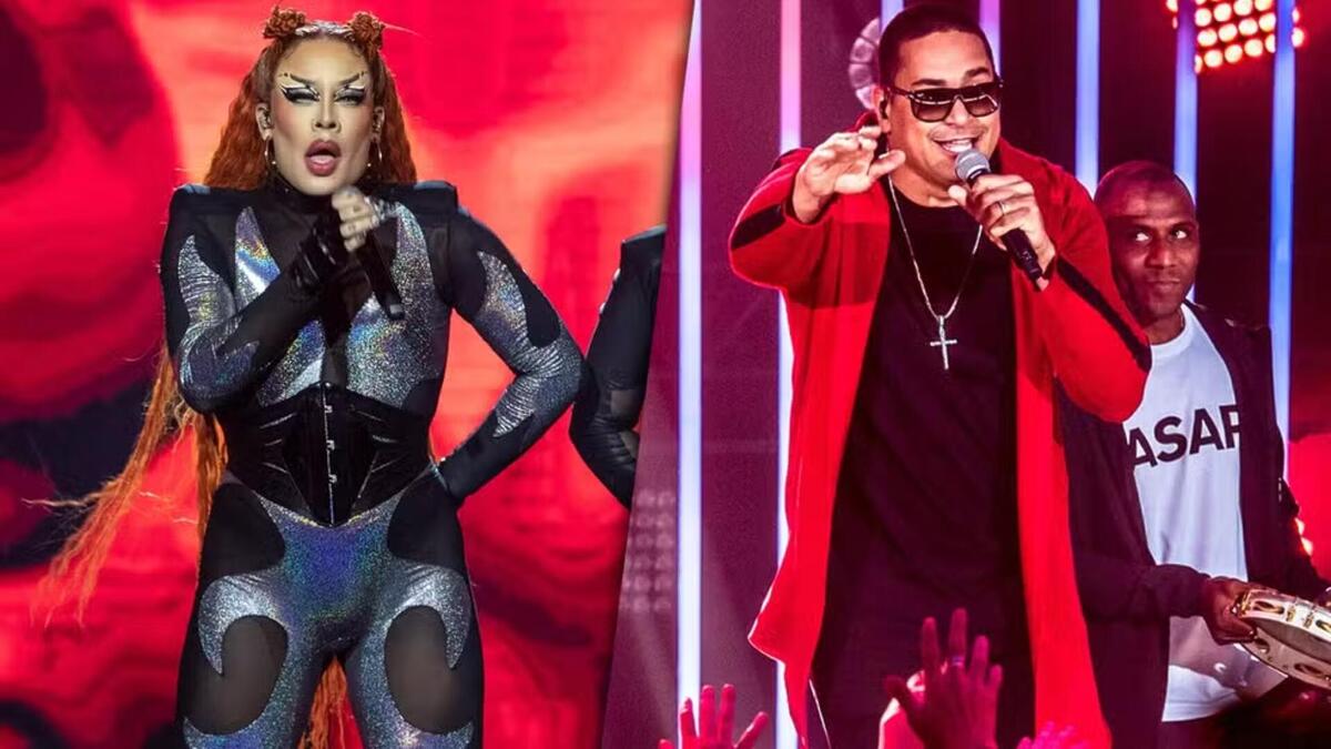 Gloria Groove e Xanddy Harmonia em uma montagem