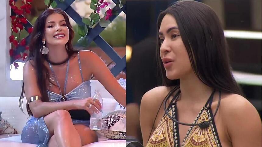 Jaquelline, na A Fazenda 15, e Isabelle, no BBB 24, em uma montagem