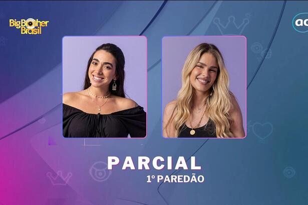 Giovanna e Yasmin na arte de parcial da enquete do 1º paredão do BBB 24