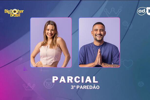 Beatriz e Pizane na arte de parcial da enquete do 3º paredão do BBB 24