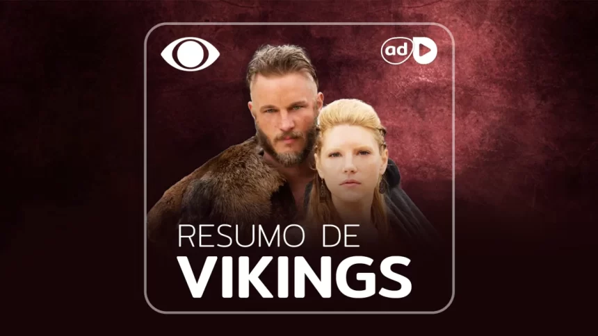 Protagonistas da série Vikings, exibida na Band, na arte do resumo dos episódios