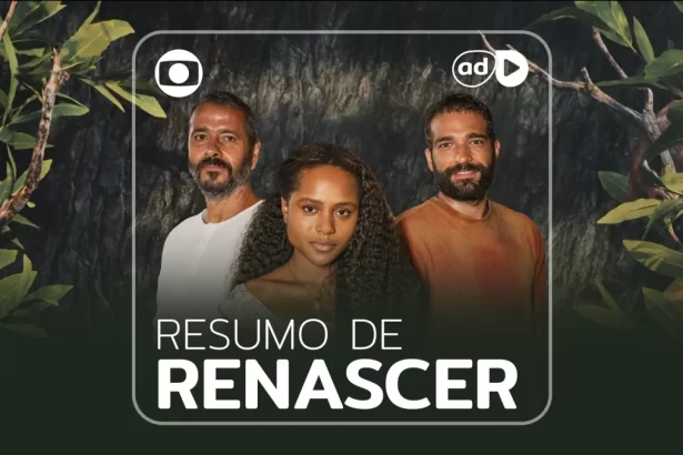 Protagonistas da novela Renascer na arte de divulgação do resumo